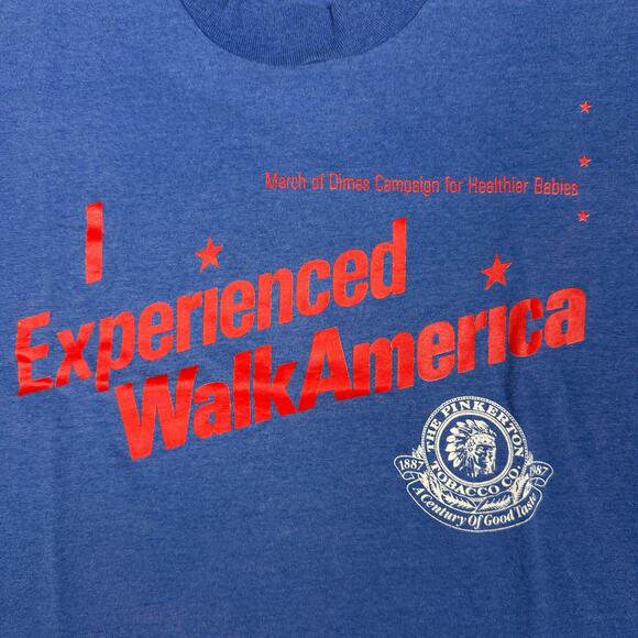 Vtg March of Dimes T-shirt Size M Screen Stars WalkAmerica 90s Blue Indie - Picture 3 of 5